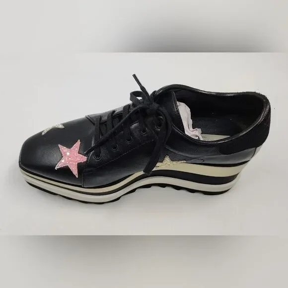 Stella McCartney Leather Elyse Star Platform Trainers Sneakers Sz 38 - Picture 6 of 16